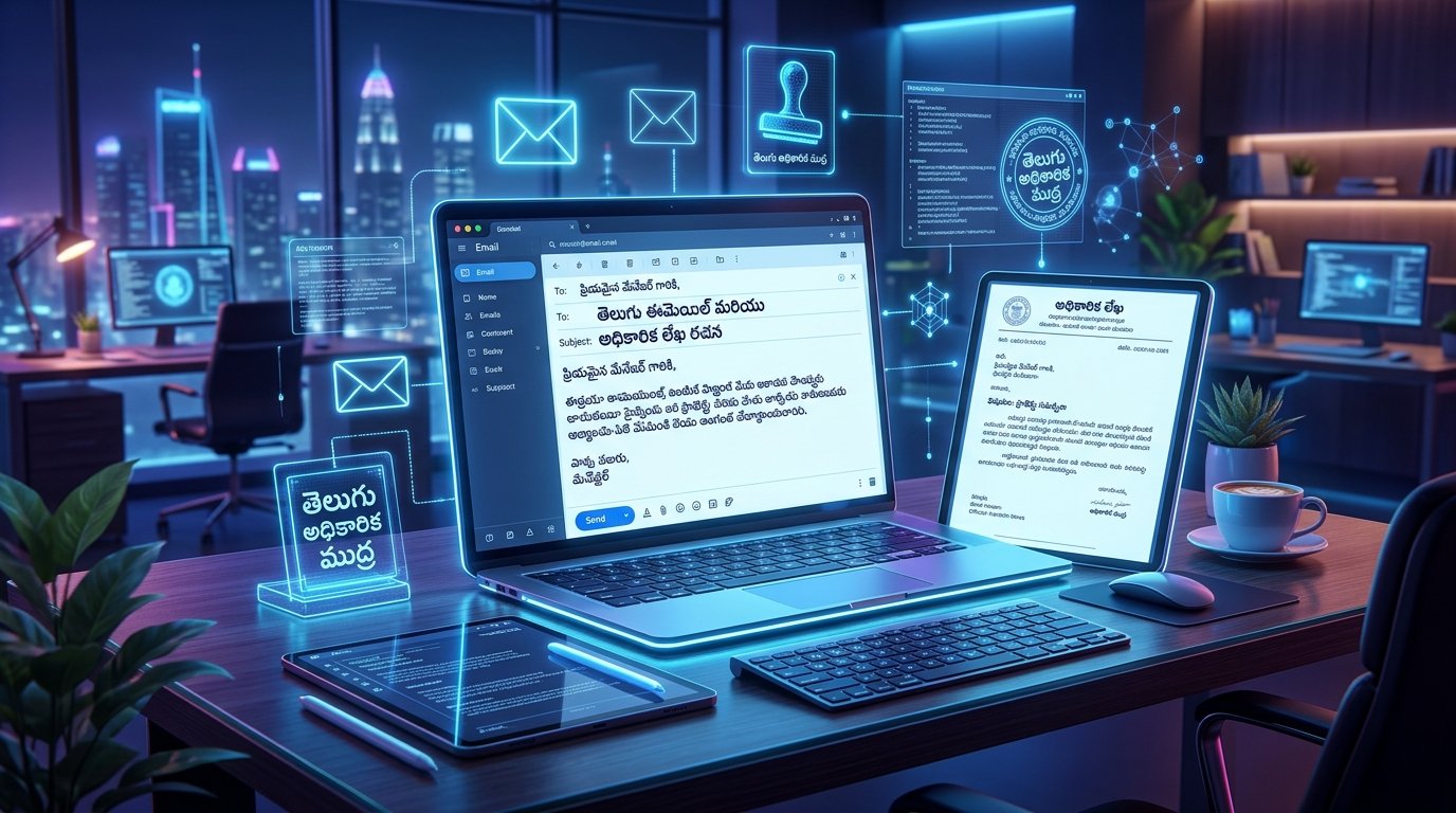 AI Telugu Email Generator and Official Letter Writer Banner