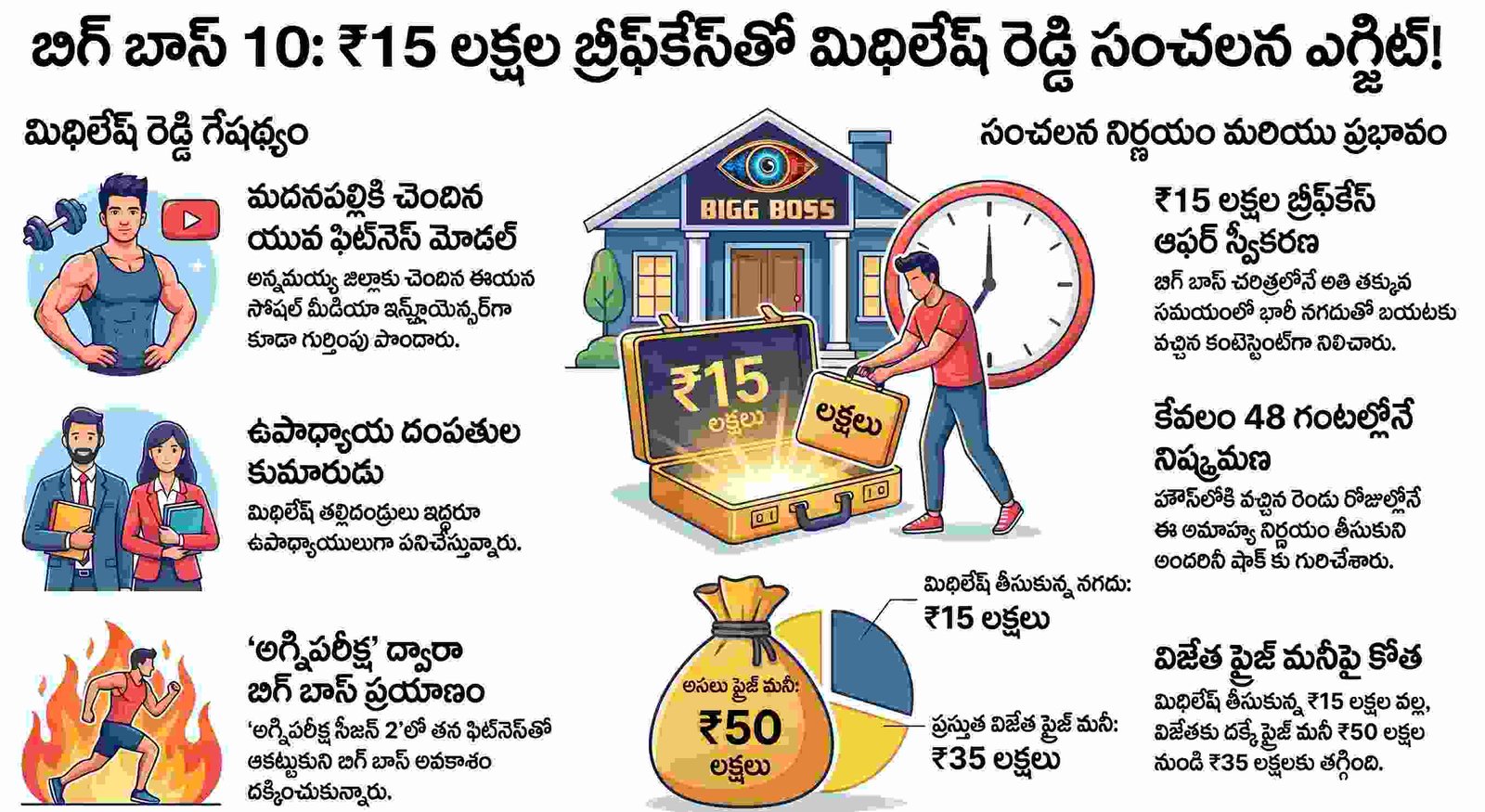 బిగ్ బాస్ 10 లో బిగ్ ట్విస్ట్: 22 ఏళ్ల మిథిలేష్ రెడ్డి నిర్ణయం వెనుక ఉన్న 5 షాకింగ్ & ఇంపాక్ట్‌ఫుల్ పాయింట్స్!